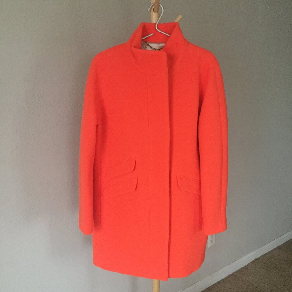 J.Crew Cocoon Coat Neon Geranium Orange NWT size 10